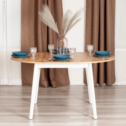 Стол обеденный SVELTO ЛДСП, опора-массив березы, 105 х 105 (140) х 74.5 см, Дуб Вотан/белый_12