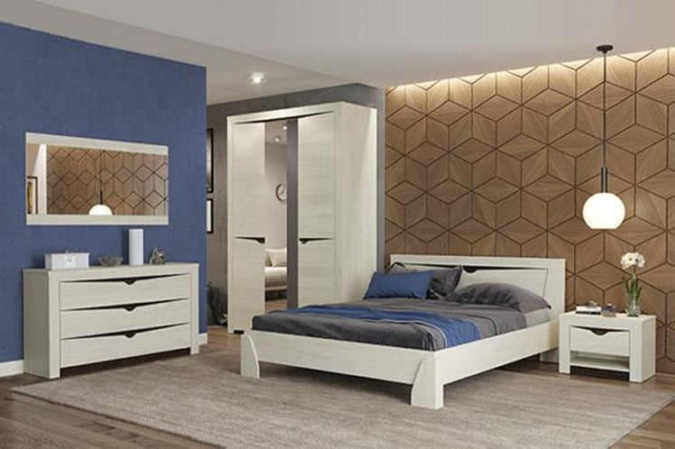 Кровать 1600 Лючия 33.08-02 с настилом Бетон пайн белый Венге_2