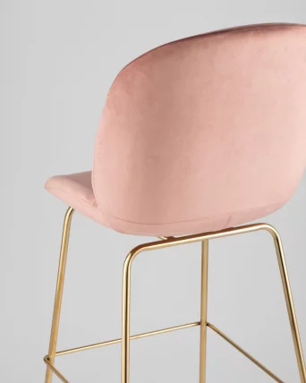 Стул барный Beetle Lite PU со спинкой Пудровый_6