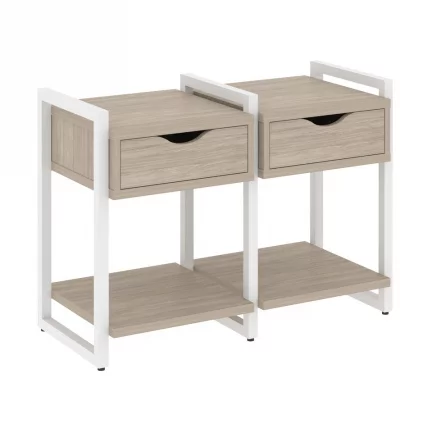 Тумба на регулируемых опорах наборная. Вариант №1 LOFT VR.L-TN-1.O Металл белый Дуб Аттик_0