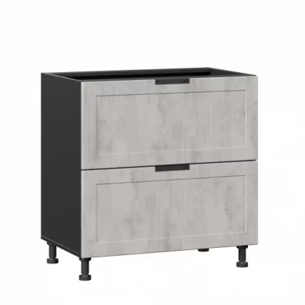 Тумба кухонная 800 с 2 ящиками ЛЮКС (4) Джамис ЛД 296.150.000.052 Черный Белый камень_0