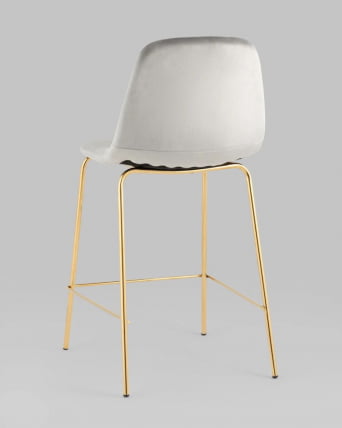 Стул полубарный Валенсия SN велюр Серый золотые ножки_4