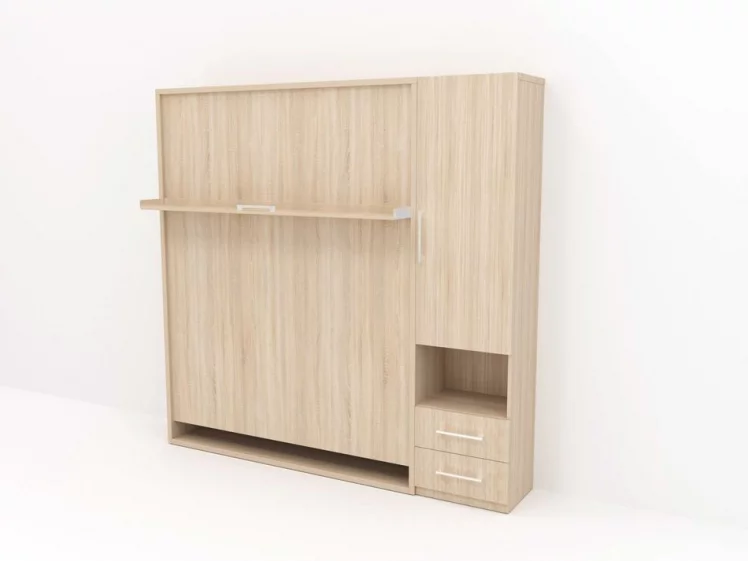 Кровать-трансформер Смарт 1 правый со шкафом 1600 Дуб молочный_0