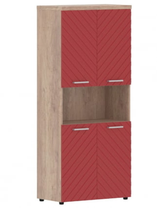 Шкаф с 2-мя комплектами глухих малых дверей и топом Torr LUX TLHC 85.4 Дуб Каньон Красный_0
