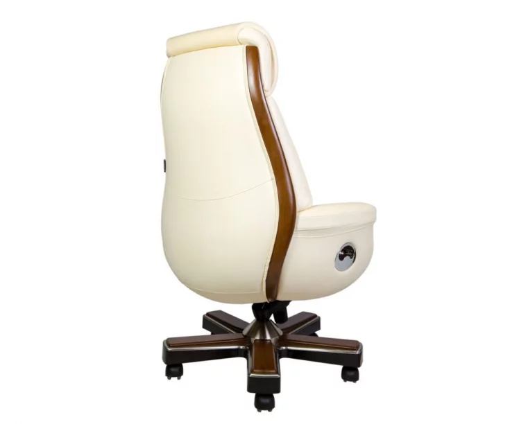 Кресло руководителя Трон кожа Слоновая кость_3
