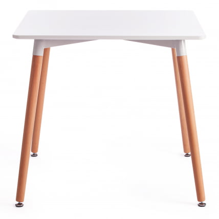 Стол JOHN (mod. T1003) МДФ/дерево, 80 х 80 х 75 см , White (Белый) / Natural (натуральный)_1