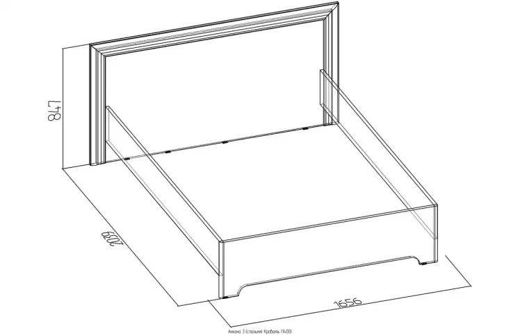 Кровать (1400) Анкона 3 Дуб отбеленный (спальня)_1