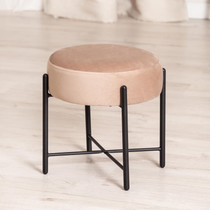 Банкетка AMBER металл, ткань, 41*41*40 см, бежевый/черный_5