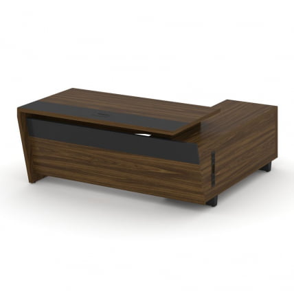 Стол руководителя с опорной тумбой, левый Corner COR.SRT-18(L) Орех Лоренцо Графит_0