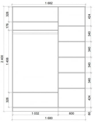 Шкаф-купе Хит-24-17-77 Париж Ясень шимо темный_2
