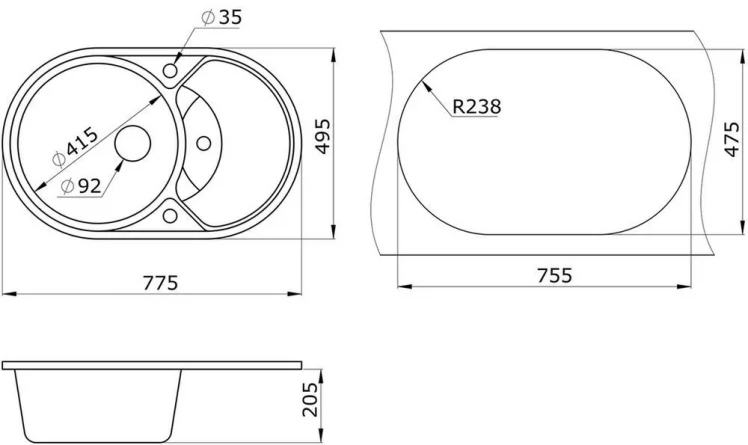 Кухонная мойка GRANULA 7801 Антик_2