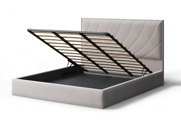 Кровать СОФИЯ 2000*1600мм (без опор), велюр NEO 02 (бежевый), (б/основания, б/матраса)_2