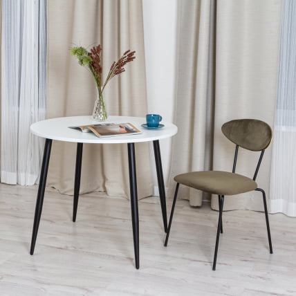 Стол URANUS ЛДСП/металл, 90x90x77 см, Белый/Черный_5