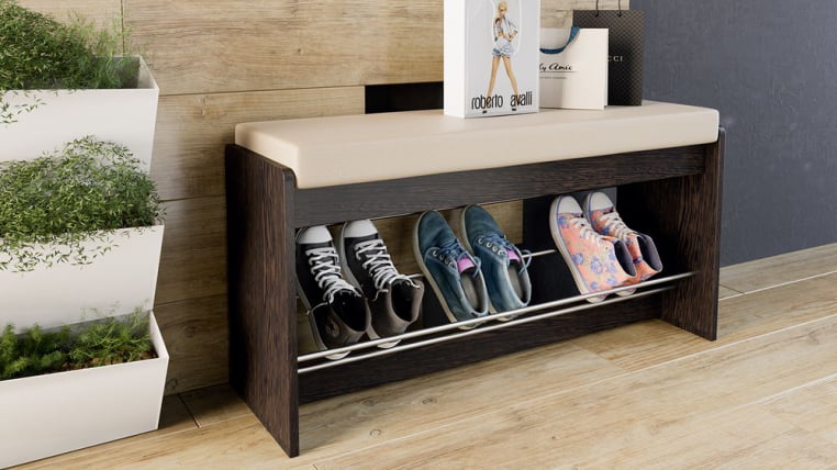 Тумба для обуви Тайм тип 2 Венге Цаво/кож.зам Крем_1