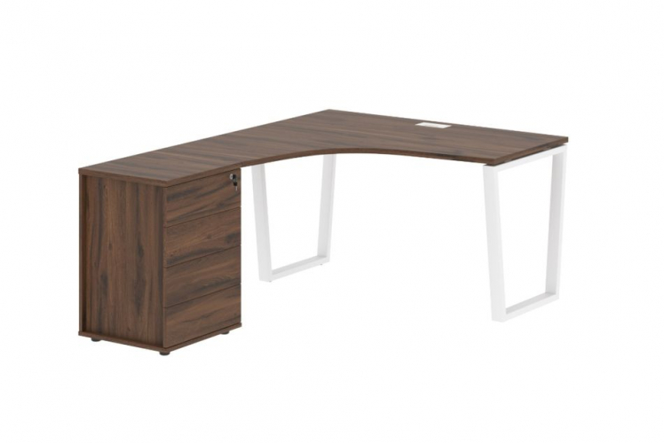 Стол эргономичный с тумбой левый EDIS EVCET 1318 L Дуб Денвер темный Белый_0