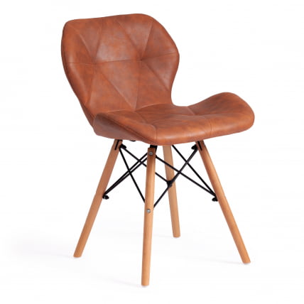 Стул STUTTGART (mod. 74) / 1 шт. в упаковке экокожа/дерево береза/металл, 50 х 47 х 73 см, античный коричневый RH02-13/натуральный_0
