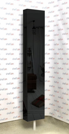 Поворотный шкаф в черном глянцевом стекле Зум Шелф Молочный дуб_0