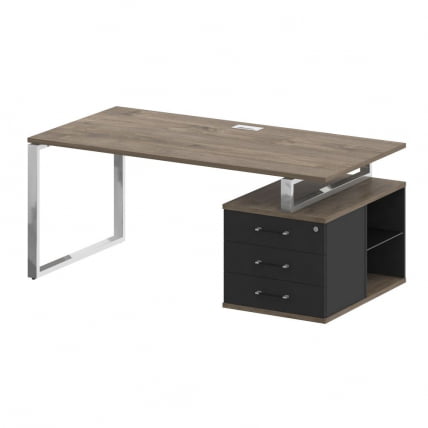 Стол руководителя с опорной тумбой , правый SHIFT SK.SRT-180 (R) Тиквуд Темный/Антрацит_0