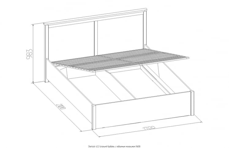 Кровать с подъемным механизмом (1600) Sherlock 42.2 Дуб Сонома (спальня)_1