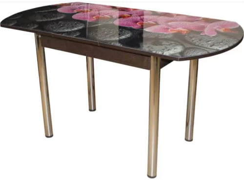 Стол обеденный Стекло европейский раздвижной ХРОМ евро раздвижная ЧС 70 ЛДСП Венге_1