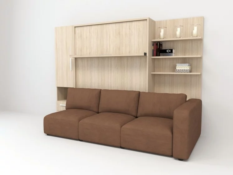 Шкаф-диван-кровать Смарт 1 правый 3-в-1 1600 Дуб молочный_0