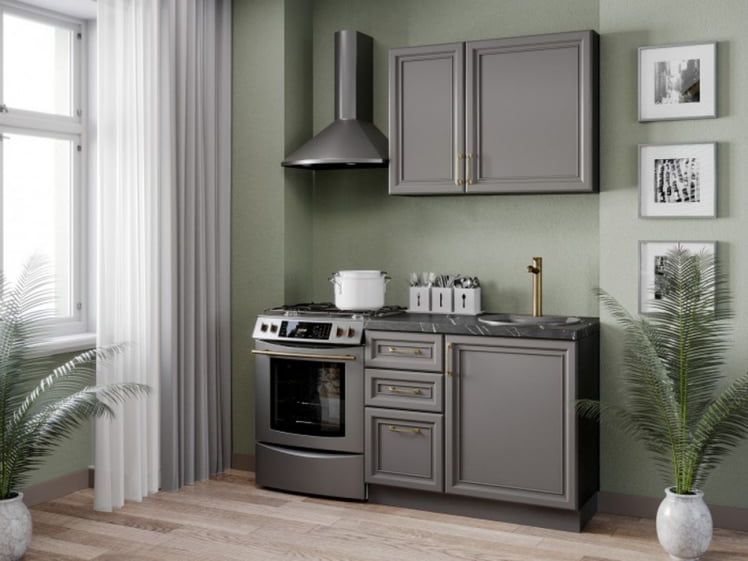 Кухонный гарнитур Джелатто 05 Черный Оникс серый_0