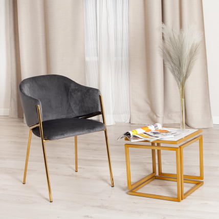 Столик кофейный Secret De Maison QUATTRO ( mod. 14153 ) алюминиевый сплав/мрамор, 41*41*41 см, золотой/белый мрамор_5