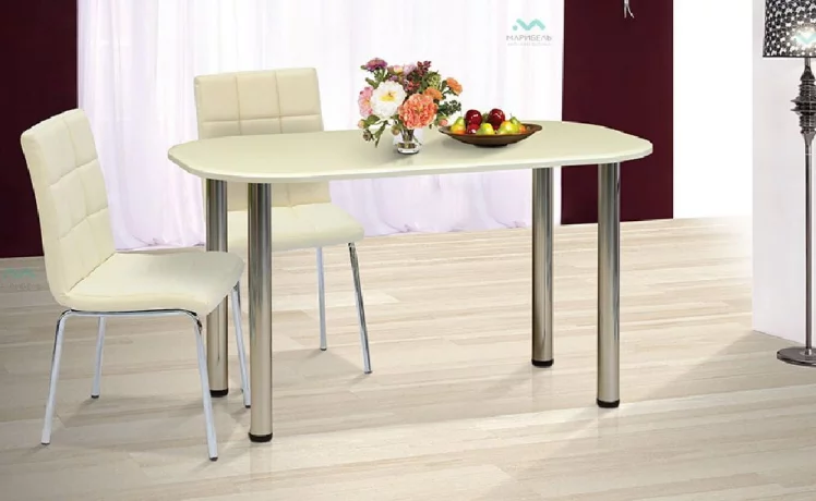 Стол на металлических опорах 130/70 (Жемчуг новый)_0