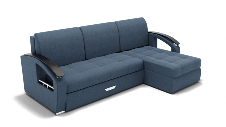 Диван Дубай-1 с оттоманкой угол левый/правый (ЗР) Цвет фасада: Голубой; Тип: Левый/правый; Материал фасада: Металл/Велюр_0