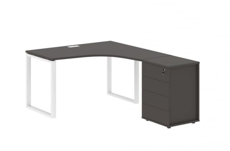 Стол эргономичный с тумбой правый EDIS EQCET 1318 R Мокко Белый_0