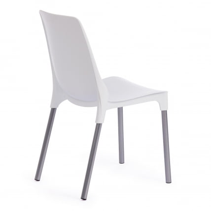 Стул GENIUS (mod 75) металл/пластик, 46x56x84cм, белый/ножки хром_2