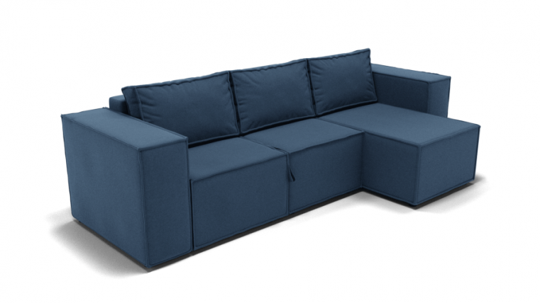 Диван Хилтон-3 угол левый/правый (ЗР) Цвет фасада: Синий; Тип: Левый/правый; Материал фасада: Металл/Велюр_0