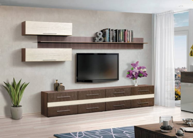 Набор мебели для гостиной Грация 9.1 МДФ глянец Венге/Смола белая/Смола черная_0