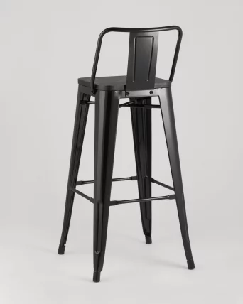 Стул барный Tolix Wood 75.5  со спинкой Черный_4