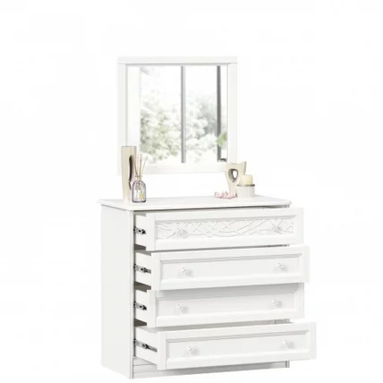 Комод с 4 ящиками с зеркалом Джулия Белый_3