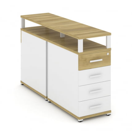 Тумба двухсторонняя опорная приставная с 4-мя ящиками и надставкой CONCEPT CN.DTGO-003 B/W Дуб Винченцо Белый бриллиант Белый_0
