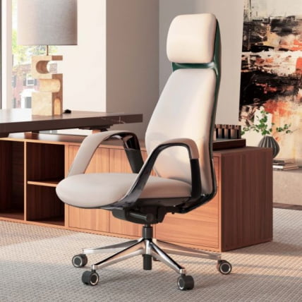 Эргономичное кресло руководителя Eureka OC07 SERENE (Nappa кожа), белое_8