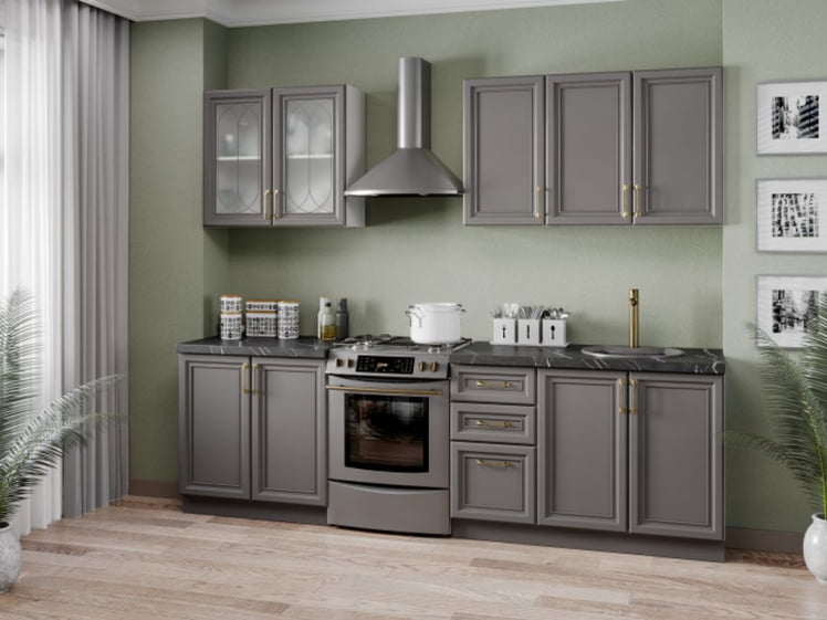 Кухонный гарнитур Джелатто 02 Белый Оникс серый_0