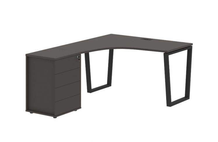 Стол эргономичный с тумбой левый EDIS EVCET 1318 L Мокко Черный_0