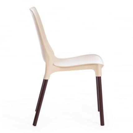 Стул GENIUS (mod 75) металл/пластик, 46x56x84cм, бежевый/коричневые ножки_1