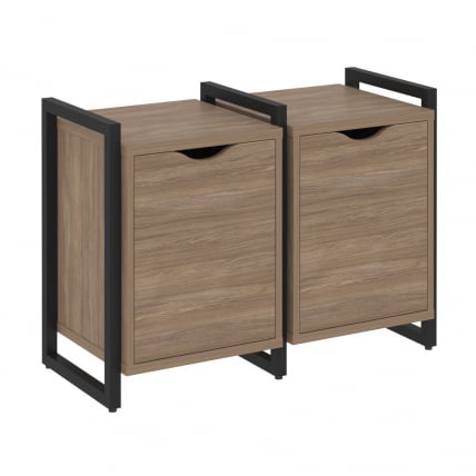 Тумба на регулируемых опорах наборная. Вариант №2 LOFT VR.L-TN-2.O Металл черный Дуб Аризона_0