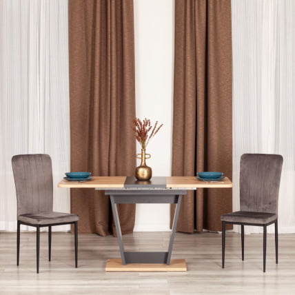 Стол обеденный FOX раздвижной ЛДСП, 68.6x110-145x75 см, Дуб артисан/Графит_13