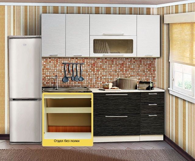 Кухонный гарнитур Диана 7 1.8 м Страйп белый/Страйп черный_5