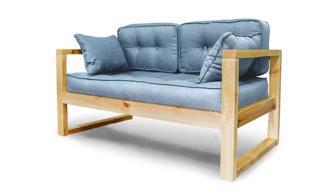 Диван двухместный DEmoku Д-2 небесно-голубой_натуральный_0