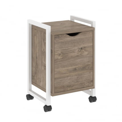 Тумба на колесных опорах с распашным фасадом LOFT VR.L-T2.K Металл белый Тиквуд темный_0