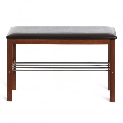 Банкетка BERYL дерево / экокожа, 67*31*49 см, темный орех/коричневый_2