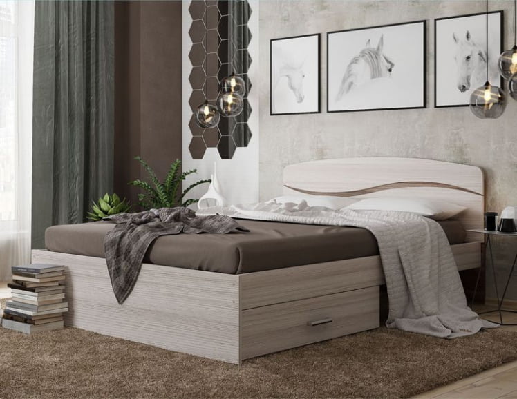 Кровать Валенсия, 1400*2000 мм, ясень шимо светлый/ясень шимо темный_1