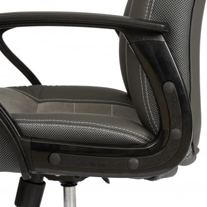 Кресло INTER (24) кож/зам/флок/ткань, серый/металлик, C-36/29/TW-12_7