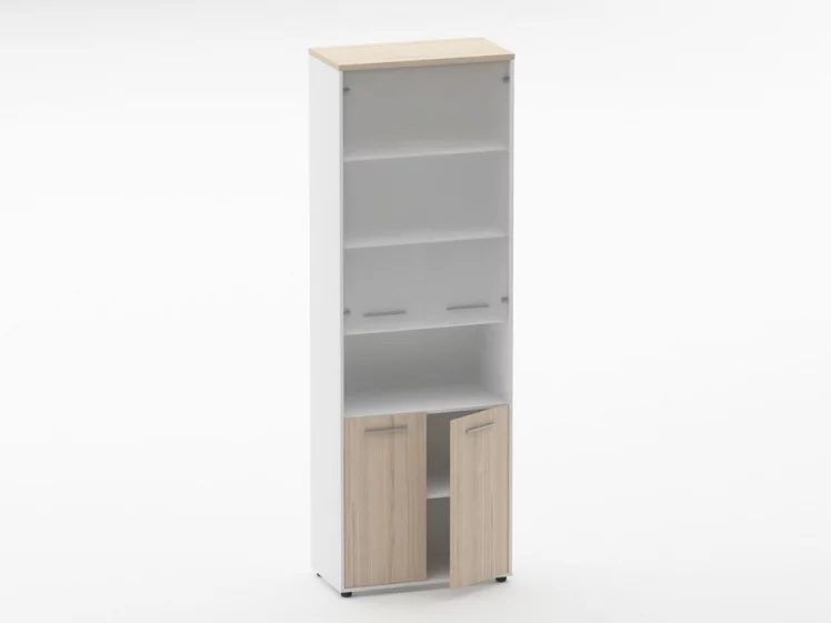 Шкаф 5 широкий верх стеклянная дверь, низ закрытый, с нишей Deka 10.23.181 Туя/Белый_1