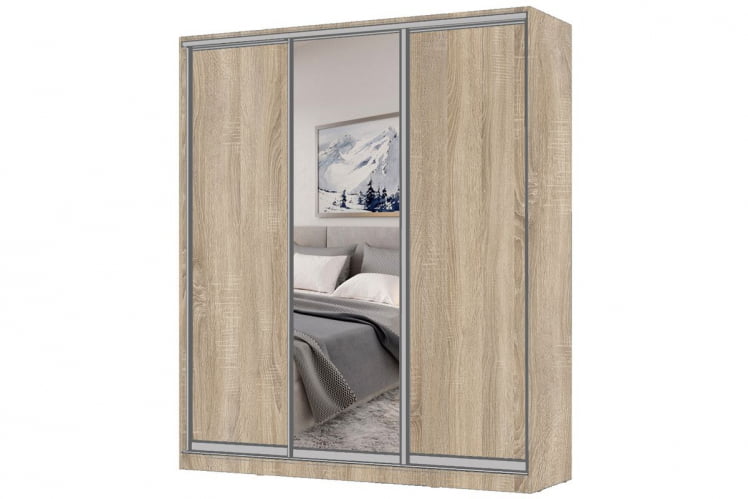 Шкаф-купе 2-х дверный Виктория 2000х584х2300, Дуб сонома светлый 20ДЛДЗДЛ-ПППП-Дсс 310-2448_0